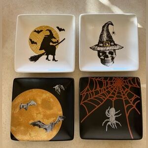 Set of four, 5 inch halloween square ceramic plates